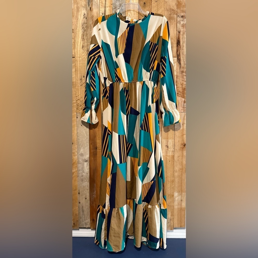 Colorful Geometric Patterned Dress - Picture 2 of 3